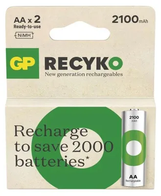 Obrázok produktu pre GP Batteries 201239, Nabíjateľná batéria, AA, Nikel-Metal Hydrid (nimh), 1,2 V, 2 kusov, 2100 mAh