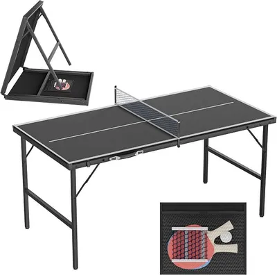Produktbild von Mini Tischtennisplatte klappbar höhenverstellbar Tischtennisplatte mit Netz Schläger Set & Bällen