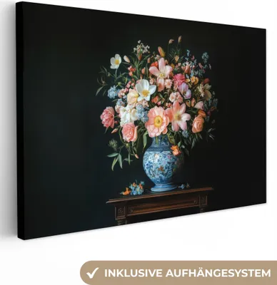 Obrázek produktu pro Obrazy na plátně 120x80 cm - Květiny - Váza - Moderní, nástěnné umění, dekorace do obývacího pokoje, obraz