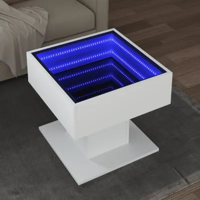 Produktbild von Design LED-Couchtisch Weiß 50x50x45 cm Holzwerkstoff, Couchtische 2024 Neu