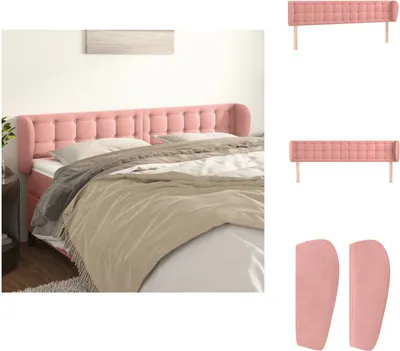 Produktbild von vidaXL Kopfteil mit Ohren Rosa 203x23x78/88 cm Samt -  Kopf- & Fußenden
