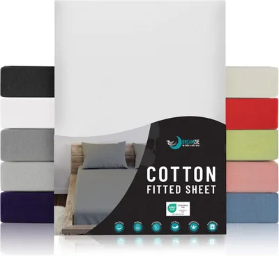 Productafbeelding van Jersey Katoenen Hoeslakens Wit - Voor Matras 160 x 200 x 27 cm - Gecertificeerd Vrij van Chemische Producten ()