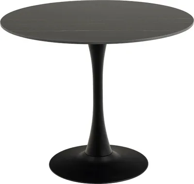 Produktbild von Esstisch Malta - Ø90x75cm - Keramik und Stahl - schwarzer Marmor