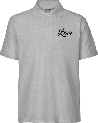 Produktbild von Huuraa Herren Polo Shirt Love Herz Hearth XL Sport Grey Bio Baumwolle Fairtrade Poloshirt Geschenkidee