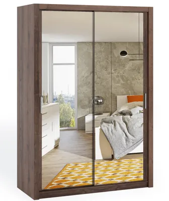 Produktbild von Schiebetürenschrank BONO 150 cm+Spiegel Eiche monastery Schwebetürenschrank mit Kleiderstangen