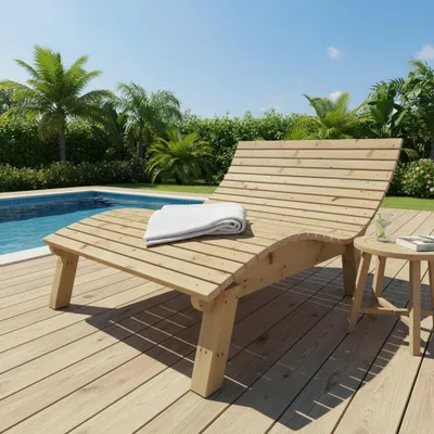 Produktbild von Gartenliege Relaxliege "Liege-Franzi" (Zirbe) Breite 140cm Einstiegshöhe 50cm mit Füßen