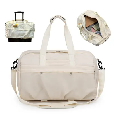 Produktbild von Sonstige Sporttaschen, Fitnesstasche, Reisetasche, Trainingstasche, mit Schuhfach & Nassfach, für Sport Fitness Schwimmen Reisen Yoga, Weiß