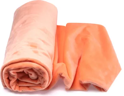 Obrázek produktu pro Pletená látka Minky s hladkým vzorem, lososová 50 x 160 cm