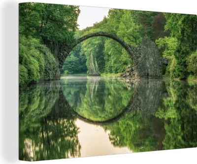 Zdjęcie produktu dla OneMillionCanvasses® - Obrazy na płótnie - 150x100 cm, Niemiecki most Rakotz w Kromlau między drzewami, grafika ścienna dekoracja ścienna