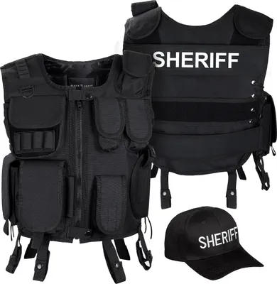 Produktbild von Black Snake Kostüm - Karnevalskostüm - Polizeikostüm - SWAT - Einsatzweste und Cap - Agenten Kostüm