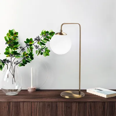 Image de Opviq, lampe de table vintage avec structure en métal et abat-jour en verre, 17 x 25 x 55 cm | Douille E14, 40 W max., IP20 | Un design scandinave élégant pour un intérieur moderne.