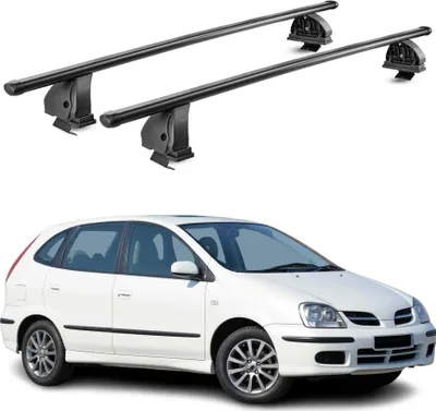 Productafbeelding van Stalen dakdragers voor Nissan Almera I Sedan, bouwjaar 1995-2000, draagvermogen 75 kg, 2-delig, zwart