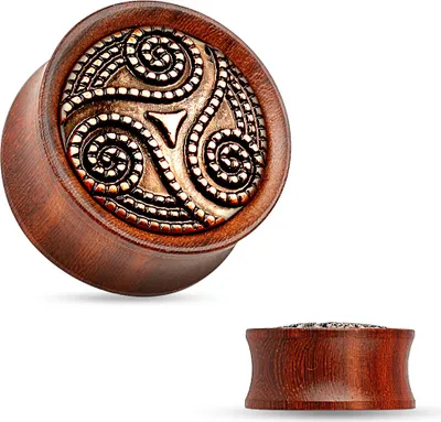 Produktbild von Holz Plug Ohr Piercing Sattel Saddle Fit Double Flared Organic Ear Tube Ebenholz Rosenholz / braun 14 mm