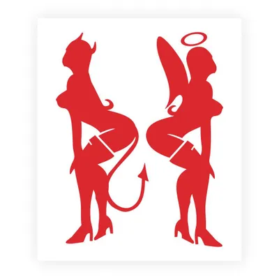 Produktbild von Sticker Aufkleber Engel und Teufel Rot 10x12cm