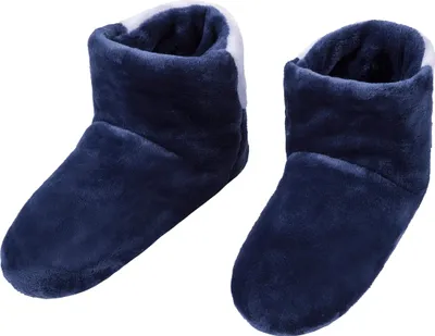 Produktbild von RAIKOU COSYSCHOE Hausschuhe-Pantoffel Stiefel für Damen, Herren aus Micro Flausch mit ABS und Rutschfester Sohle, Super Flauschige Nachtblau-34/37