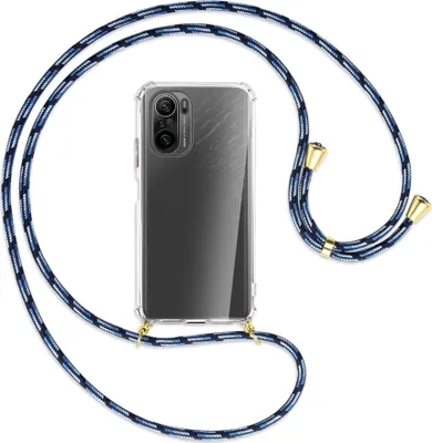 Produktbild von Handykette Backcover-Schutzhülle mit Band (Metall goldfarben) für Xiaomi Mi11i / Poco F3 (Pro), Redmi K40 - Blautöne