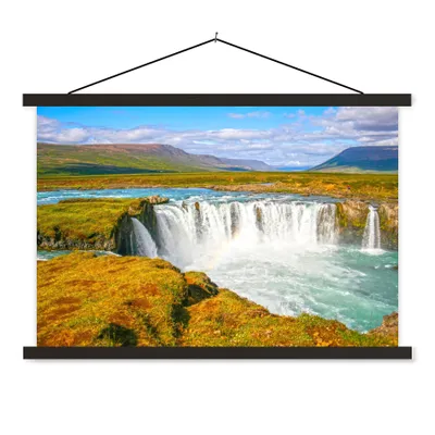 Produktbild von MuchoWow® Textilposter Wasserfall - Wasser - Natur 150x100 cm mit schwarzem Rahmen - Schlafzimmer