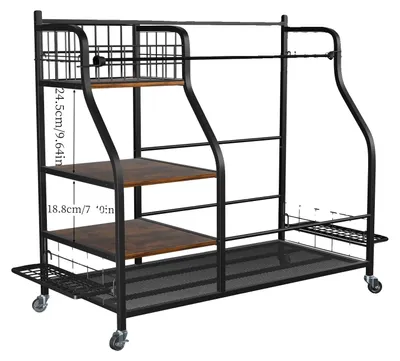 Productafbeelding van Golfbag-organizer, duurzame metalen constructie, mobiele wielen, zwart