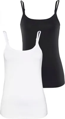 Produktbild von VIVANCE Spaghettitop mit verstellbaren Trägern schwarz, weiß Größe 36/38