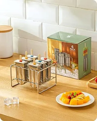 Produktbild von Baffect® Edelstahl Popsicle Form mit Stick Holder Eiscreme Form von 6 (Runden)