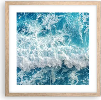Produktbild von Gerahmtes Poster - Rahmen in heller Eiche - Meer Welle Ozean - 40x40 cm - Wand Bild - Wanddeko - Wandbilder - Kunstposter - Wandposter - Bilderrahmen - Bilder - Kunstdruck - Wandbild - P2NAC40x40-4067