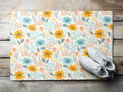 Produktbild von Fußmatte Aussen - Schuhmatte Haustür- Schmutzfangmatte Türvorleger - Outdoor Teppich Schmutzfänger - 90x60 cm - Blumen