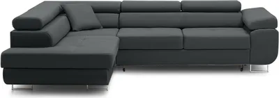 Produktbild von RIGATTO - Ecksofa mit Schlaffunktion, Bettkastem, Komfort und Still, dunkelgrau