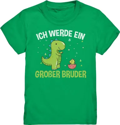 Produktbild von Dinosaurier Ich werde ein Großer Bruder Shirt – Kelly Green / 110/116 (5-6)