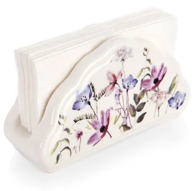 Image de Porte-serviettes en porcelaine à motif de fleurs sauvages, 13 x 4,5 x 7 cm