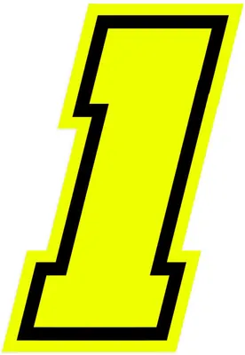 Obrázek produktu pro Nálepka závodní číslo pro Moto "1" Race Moto GP, žlutá fluo, 10 x 7 cm