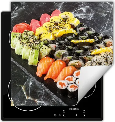 Produktbild von DarHaus Herdabdeckplatte 50x52 cm Anti Rutsch Matte Aufrollbar, sushi - Marmor