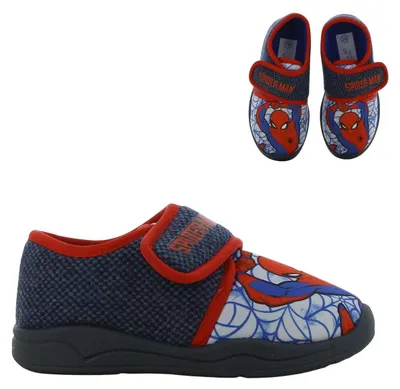 Imagen del producto de Zapatillas de estar por casa de Leomil, diseño Spiderman, para niños, color azul, talla 32, con forro cálido