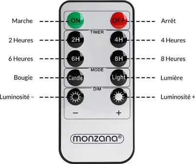 Image de MONZANA® 5x Bougie LED en cire à piles différentes tailles avec télécommande fausse flamme fixe ou vacillante minuteur