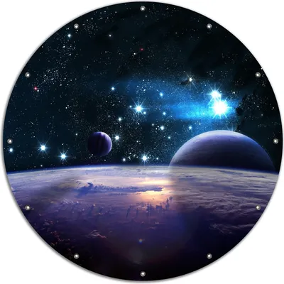 Produktbild von Wallario rundes Outdoor-Poster für Garten oder Balkon, Motiv Planeten im Weltall, 120 cm Durchmesser