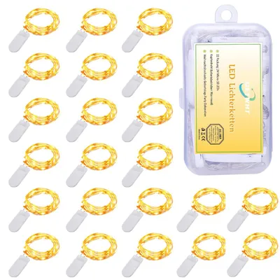LED-Feenlichter, 22er-Pack, 1 m, warmweiß, batteriebetrieben