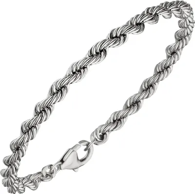 Produktbild von 4,3mm Kordel-Armband Armkette Armschmuck aus 925 Silber rhodiniert 19cm