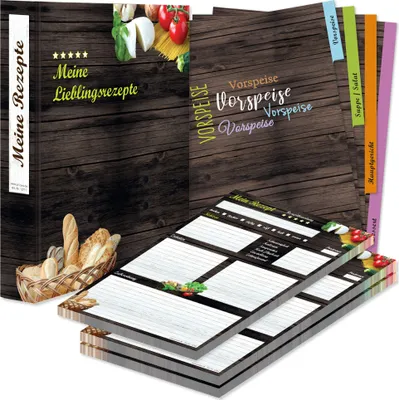 Produktbild von PRICARO Rezeptordner Komplett-Set "Mediterran", A4, 8 teilig