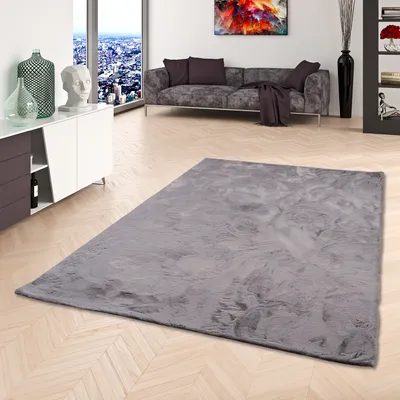 Produktbild von Luxus Super Soft Fellteppich Plush Grau, Größe:160x230 cm