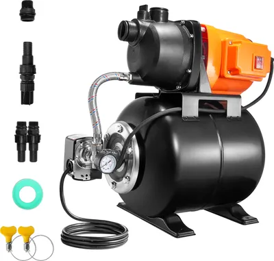 Produktbild von SucceBuy 1 PS Flachbrunnenpumpe mit Druckbehälter, 1000 GPH/3700 L/H, automatische Bewässerungs-Druckerhöhungspumpe, 50 m Hub, 20/40 PSI Druckschalter, thermoplastischer Pumpenkopf