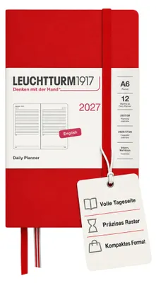 Produktbild von LEUCHTTURM1917 Tageskalender 2027 Pocket (A6) - Englisch, Cherry, 90 x 150 mm, J