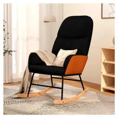Produktbild von Schaukelstuhl, schwarz, aus Stoff, für den Außenbereich, Esszimmerstühle für den Garten, Gartenmöbel, Terrassenmöbel