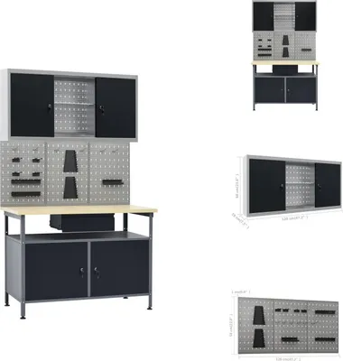 Produktbild von vidaXL Werkbank mit 3 Werkzeugwänden und 1 Wandschrank - Werkbänke