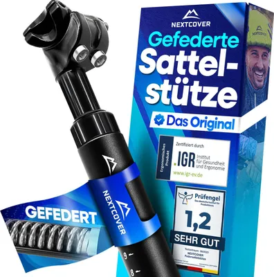 Produktbild von NEXTCOVER® Gefederte Sattelstütze 27.2/30.9/31.6/34.9 mm – Comfort-Spring Technologie, einstellbar, für Fahrräder