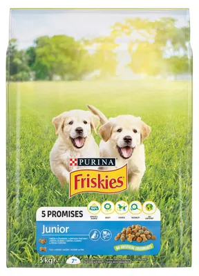 Zdjęcie produktu dla Friskies 5 Promises Junior Karma Dla Szczeniąt Z Kurczakiem I Warzywami Z Mlekiem 3 Kg
