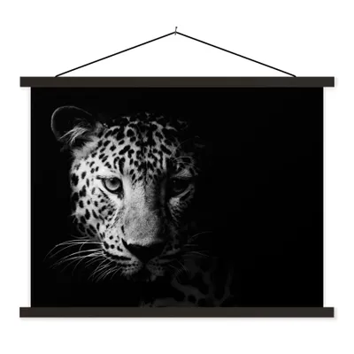 Produktbild von MuchoWow® Textilposter Panther - Wildtiere - Schwarz und weiß - Tiere 150x113 cm mit schwarzem Rahmen - Wohnzimmer