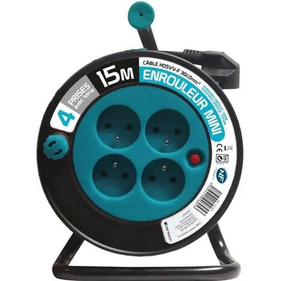 Image de Enrouleur de câble électrique ménager avec terre L. 15 m ho5vvf 3g1, ZENITECH