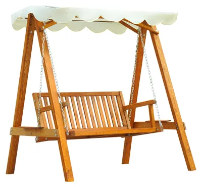 Image de Balançoire hollywoodienne 2 places en mélèze, balançoire de jardin pour terrasse et jardin