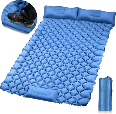 Produktbild von Isomatte Camping Aufblasbar, 9cm Dicke Isomatte Camping Ultraleicht mit Kissen Isomatte Selbstaufblare Schlafmatte, wasserdichte & Faltbare, 196*125cm