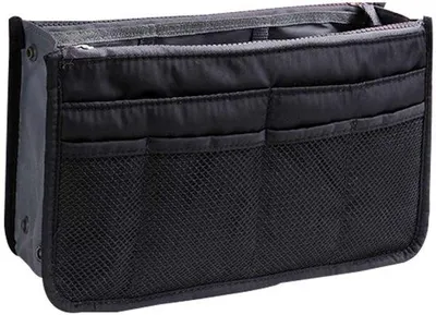 Image de Organiseur de sac à main en nylon à 13 compartiments, noir