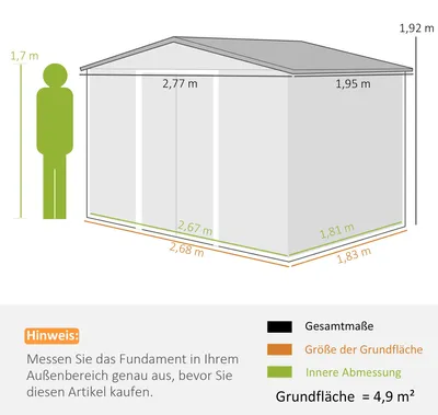 Produktbild von Outsunny Gerätehaus Geräteschuppen Gartenhaus Gelb 277 x 195 x 192 cm
